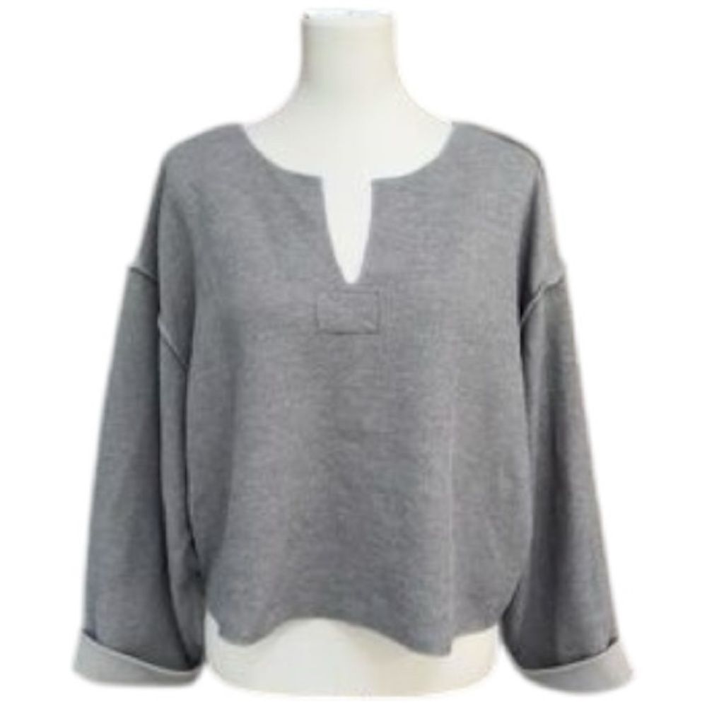 Urban Outfitters Gray Split Neck Top